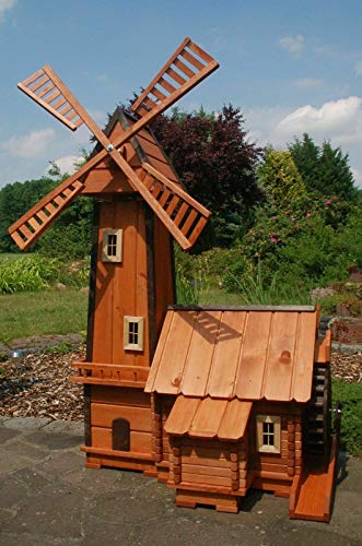 XXL Deluxe Windmühle mit integrierter Wassermühle impräg. kugelg. aus Holz Deko von DEKO VERTRIEB BAYERN