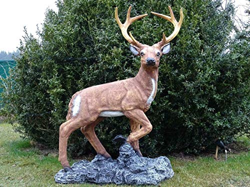 XXL Hirsch AUF FELSEN 115cm hoch Premium Garten Deko Figur Dekoration WILD DEKO inkl. Spedition von DEKO VERTRIEB BAYERN