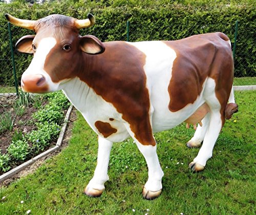 XXL Kuh lebensgross ca. 230cm Premium Gartendeko lebensecht Garten-Deko Figur braun-Weiss von DEKO VERTRIEB BAYERN