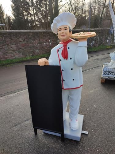 XXL Pizzabäcker mit Pizza und Holztafel 140cm Deko Figur Gastrofigur Restaurant von DEKO VERTRIEB BAYERN