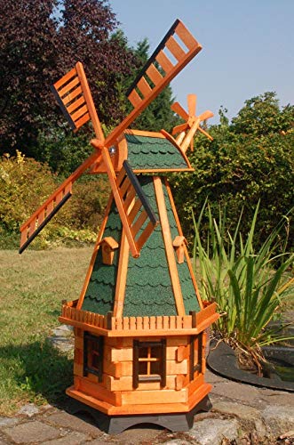 XXL Premium LED Solar Windmühle 145cm vers.Farben Bitum kugelgelagert Garten Deko, Farbe: grün mit Solar von DEKO VERTRIEB BAYERN