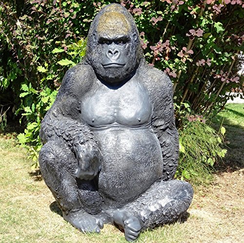 XXL SITZENDER Gorilla LEBENSGROSS 120cm Figur IN LEBENSGRÖSSE~AFFE Deluxe Garten Deko ~Gartendekoration~Wow von DEKO VERTRIEB BAYERN