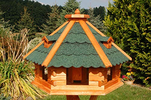 XXXL Premium Vogelhaus ⌀70x45cm mit/ohne Solar/Ständer Futterhaus Vogelvilla Vogelfutterhaus, Farbe: Grün + Solar von DEKO VERTRIEB BAYERN