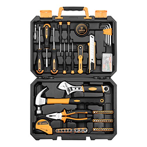 DEKO 100-teiliges Reparaturwerkzeug-Set für den Hausgebrauch, allgemeiner Handwerkzeugsatz mit Kunststoff-Werkzeugkasten von DEKO