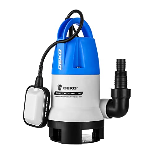 DEKO 400W Tauchpumpen flachsaugend mit Schwimmerschalter Fördermenge 8000 l/h Eintauchtiefe Max. 7 m Partikel Ø 35mm - Tauchpumpe Schmutzwasserpumpe Wasserpumpe Pumpe Abwasserpumpe für Garten Haus von DEKO