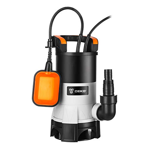 Tauchpumpe Schmutzwasserpumpe Wasserpumpe Pumpe Abwasserpumpe: DEKO 400W Tauchpumpen flachsaugend mit Schwimmerschalter Fördermenge 8000 l/h Eintauchtiefe Max. 7 m Partikel Ø35mm - für Garten Haus von DEKO