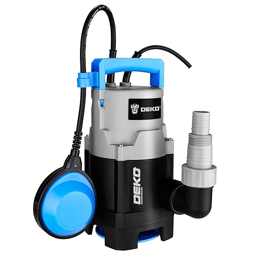 Tauchpumpe Schmutzwasserpumpe Wasserpumpe Pumpe Abwasserpumpe: DEKO 400W Tauchpumpen flachsaugend mit Schwimmerschalter Fördermenge 8000 l/h Eintauchtiefe Max. 7 m Partikel Ø35mm - für Garten Haus von DEKO