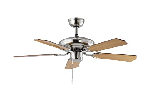 Dekon Steel-Star Slimline BC 803-S Deckenventilator mit 5 Holzflügeln, 103 cm, Weiß von Dekon Design