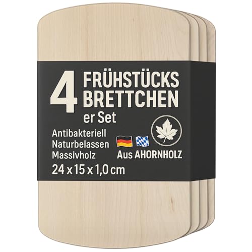 DEKOFANT Frühstücksbrettchen Holz 4er Set gerundet 24x15x1cm Ahorn von DEKOFANT
