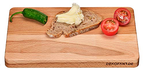 DEKOFANT Frühstücksbrettchen Holz Buche 25 x 16 x 2 cm I angenehm Dick I aus Heimischen Holz I Natur belassen I praktisches Frühstücksbrett geölt eckig von DEKOFANT
