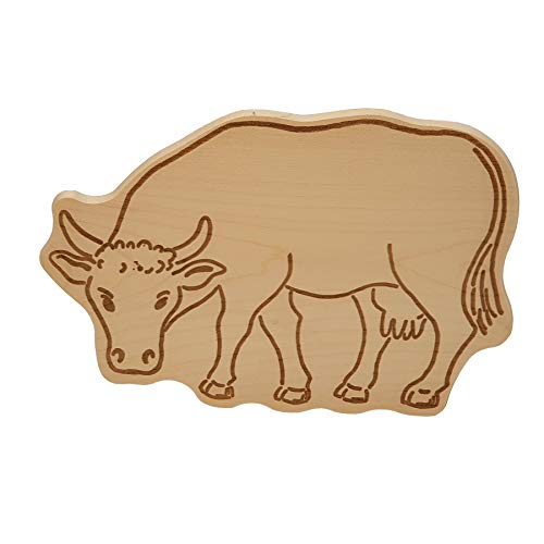 DEKOFANT Frühstücksbrettchen Kinder Holz Brett Motiv Kuh Rind Frühstücksbrett Kinder ca 24x17x1cm von DEKOFANT