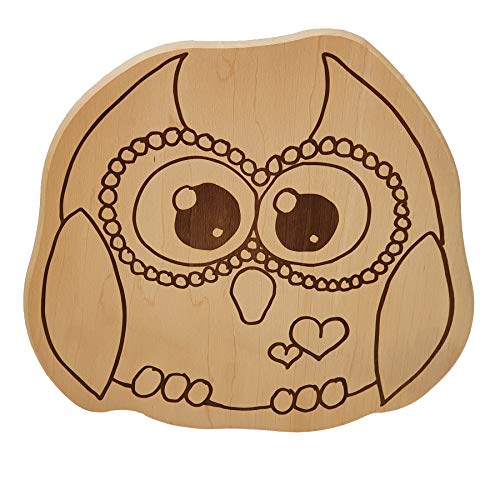 DEKOFANT Frühstücksbrettchen Kinder Holz Brett Motiv Eule Vogel Frühstücksbrett Kinder ca 28x26x1,5cm von DEKOFANT