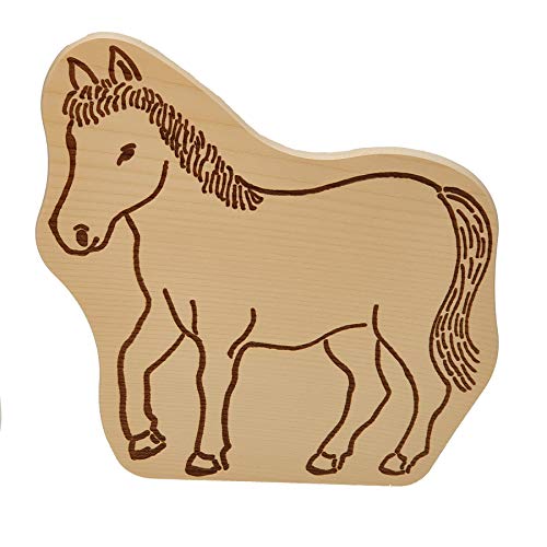 DEKOFANT Frühstücksbrettchen Kinder Holz Brett Motiv Pferd Frühstücksbrett Kinder ca 28x26x1,5cm von DEKOFANT