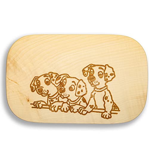 DEKOFANT Frühstücksbrettchen Kinder groß Motiv 3 Dalmatiner Hunde 25x16x1,5cm eckig Ahorn von DEKOFANT