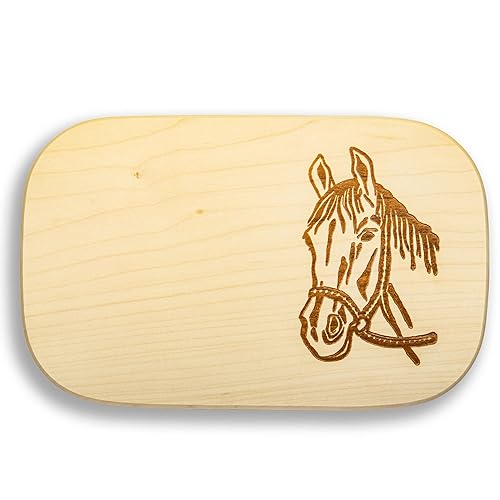 DEKOFANT Frühstücksbrettchen Kinder groß Motiv Pferdekopf klein 25x16x1,5cm eckig Ahorn von DEKOFANT