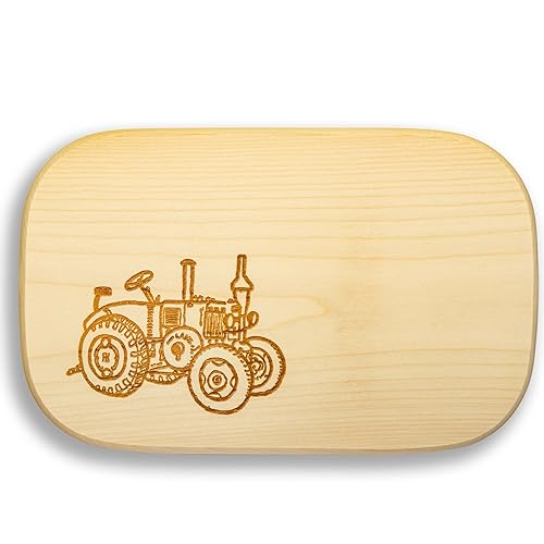 DEKOFANT Frühstücksbrettchen Kinder groß Motiv Traktor Lanz 25x16x1,5cm eckig Ahorn von DEKOFANT