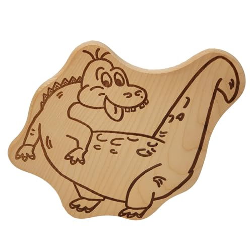 DEKOFANT Frühstücksbrettchen Kinder mit Gravur personalisiert Holz Brett Motiv Dino Drache Frühstücksbrett Kinder ca 26x23x1,5cm von DEKOFANT