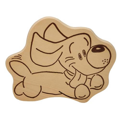 DEKOFANT Frühstücksbrettchen Kinder mit Gravur personalisiert Holz Brett Motiv Hund Dackel Frühstücksbrett Kinder ca 26x23x1,5cm von DEKOFANT