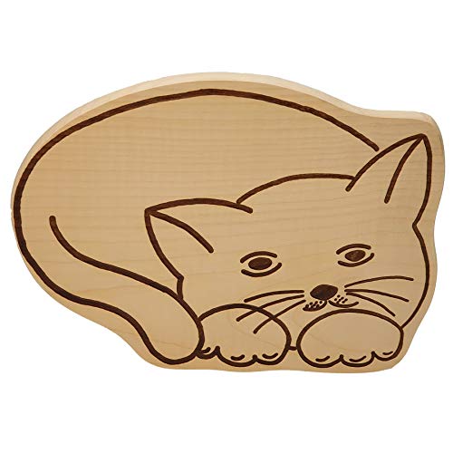 DEKOFANT Frühstücksbrettchen Kinder Holz Brett Motiv Katze liegend Frühstücksbrett Kinder ca 29x21x1,5cm von DEKOFANT
