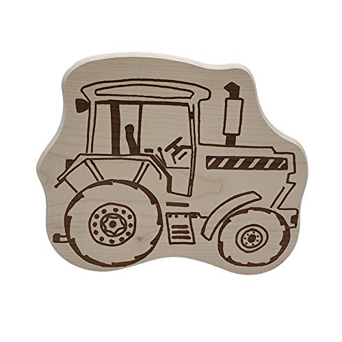 DEKOFANT Frühstücksbrettchen Kinder Holz Brett Motiv Traktor Bulldog Frühstücksbrett Kinder ca 26x22x1,5cm von DEKOFANT