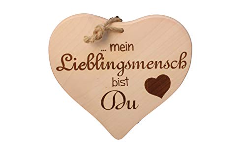 DEKOFANT Schilder mit Sprüchen Holz Herz 24 x 24 cm „ … mein Lieblingsmensch bist Du „ Geschenk mit Spruch von DEKOFANT