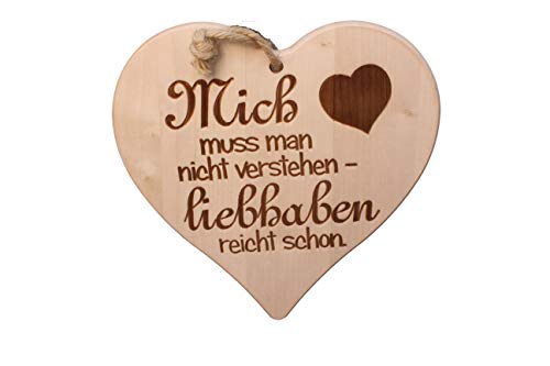 DEKOFANT Schilder mit Sprüchen Holz Herz 24 x 24 cm „ Mich muss man nicht verstehen – liebhaben reicht schon „ Geschenk mit Spruch von DEKOFANT