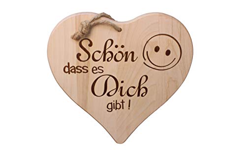 DEKOFANT Schilder mit Sprüchen Holz Herz 24 x 24 cm „ Schön das es Dich gibt „ Geschenk mit Spruch von DEKOFANT