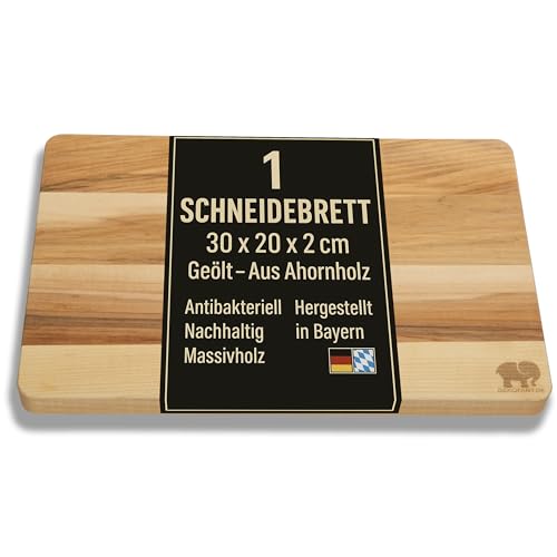 DEKOFANT Schneidebrett Holz Ahorn 30 x 20 x 2 cm I aus Heimischen Holz I praktisches Schneidbrett Servierbrett Holzbrett Küchenbrett Frühstücksbrettchen geölt eckig (1) von DEKOFANT