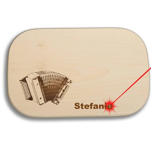Frühstücksbrettchen Motiv Steirische Harmonika 25x16x1,5cm eckig Ahorn personalisiert von DEKOFANT