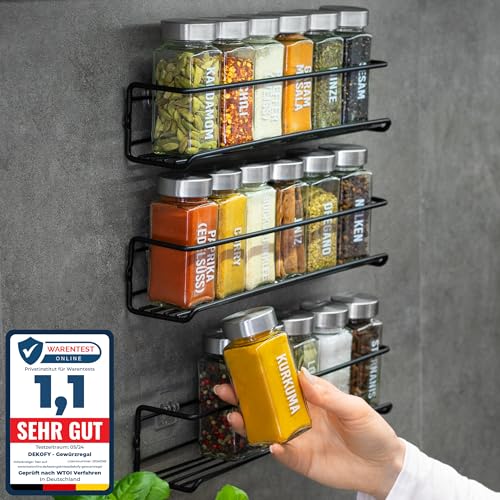 DEKOFY® Gewürzregal mit 18 Gläsern - zum Aufhängen für Wand & Schranktür - ohne Bohren - Gewürzregal Wand, Gewürzregal Schranktür, Gewürzregal hängend, Gewürz Organizer von DEKOFY