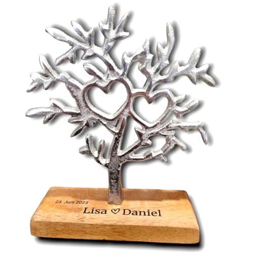 DEKOGURU Baum mit persönlicher Gravur | personalisiertes Geschenk | Hochzeitsgeschenk Namen Datum von DEKOGURU