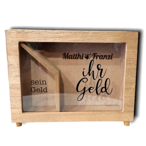 Personalisierte Spardose zur Hochzeit als Geldgeschenk mit Namen graviert | Sein Geld, Ihr Geld | lustige Sparbüchse von DEKOGURU