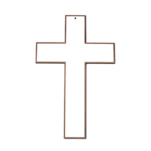 DEKOLANDO Holzkreuz Klassik Kreuz weiß Kruzifix Vintage Wandkreuz schlicht aus Holz zum Anhängen 17 x 26 cm von DEKOLANDO