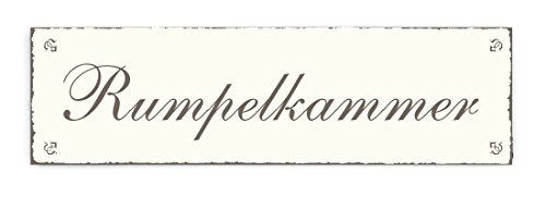 Dekoschild Shabbyschild RUMPELKAMMER Schild Holzschild 20 x 6 Türschild Zimmerschild Hinweisschild selbstklebend von DEKOLANDO