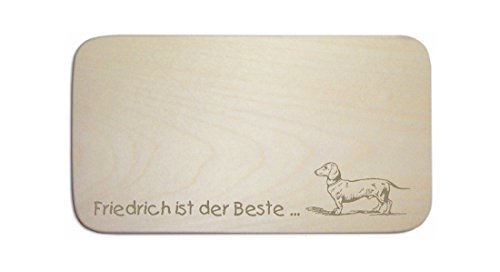 Frühstücksbrettchen « DACKEL » mit persönlicher Wunschgravur - Brett Frühstücksbrett Frühstück - Hund Teckel Dachshund von DEKOLANDO