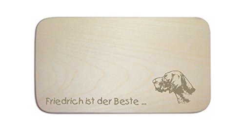 Frühstücksbrettchen « DEUTSCH DRAHTHAAR » mit persönlicher Wunschgravur - Brett Frühstücksbrett Frühstück Schneidebrett Brotbrett - Hunde von DEKOLANDO