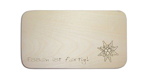 Frühstücksbrettchen « EDELWEISS » mit persönlicher Wunschgravur - Brett Frühstücksbrett Frühstück Schneidebrett - Edelweiß Garten von DEKOLANDO