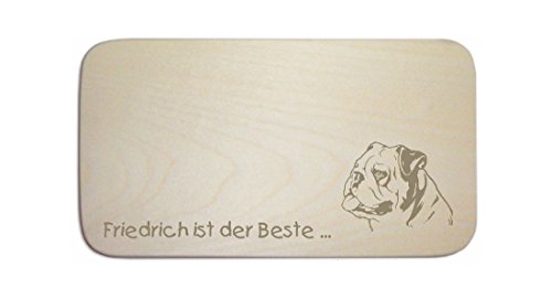Frühstücksbrettchen English Bulldog - mit Wunschgravur Frühstücksbrettchen English Bulldog - mit Wunschgravur von DEKOLANDO