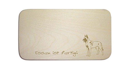 Frühstücksbrettchen MALINOIS inkl. pers. Wunschgravur - Hunde Brett Frühstücksbrett Ahornholz Schneidebrett 21 x 11 cm von DEKOLANDO