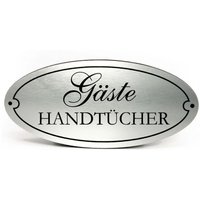 Gäste Handtücher Schild Kunststoff Silber Graviert Oval Selbstklebend Gasthandtuch Dekoschild 15 X 7 cm - Klebeschild Modern Klassisch von DEKOLANDO