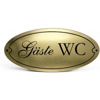 Gäste Wc Schild Kunststoff Gold Graviert Oval Selbstklebend Gästetoilette Vintage Türschild 15x7cm - Klebeschild Modern Klassisch Bad von DEKOLANDO