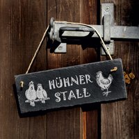 Hühnerstall Schild - Schiefer Graviert Stall Türschild Zum Anhängen Eingang Hühner 22 X 8cm Schierfertafel Stallschild Huhn Henne Gockel von DEKOLANDO