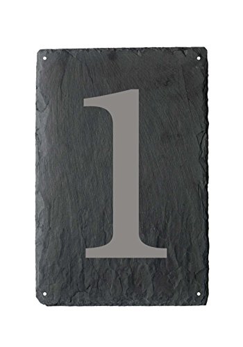 Hausnummer Schiefer Schild - persönliche Hausnummer als Schiefertafel individuell gefertigt Schieferschild 16x22cm | Dekolando von DEKOLANDO