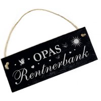 Opas Rentnerbank Schild Schiefer Gravur - Opa Dekoschild Rente Gartenbank 22 X 8 cm Türschild Schiefertafel Türdeko Wanddeko Geschenk Opas Rentnerbank Schild Schiefer Gravur - Opa Dekoschild Rente Gartenbank 22 X 8 cm Türschild Schiefertafel Türdeko Wanddeko Geschenk von DEKOLANDO