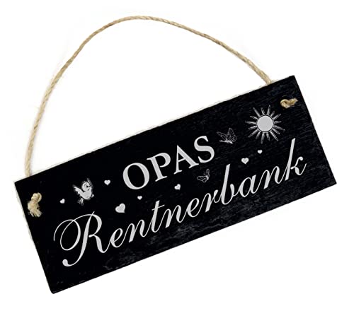 Opas Rentnerbank Schild Schiefer Gravur - Opa - Dekoschild Rente Gartenbank Rentner 22 x 8 cm von dekolando