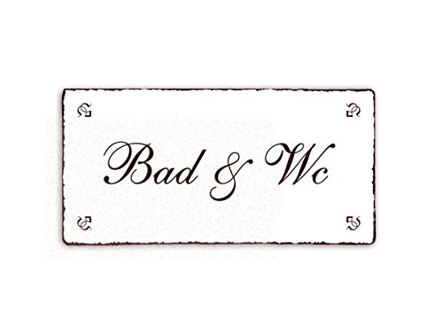 SCHILD Dekoschild BAD & WC Shabby Vintage Türschild ca. 20 x 10 cm von DEKOLANDO