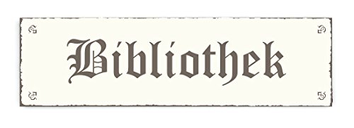 SCHILD Dekoschild « BIBLIOTHEK » rustikal Shabby Vintage Holzschild Türschild Dekoration Ex Libris von DEKOLANDO