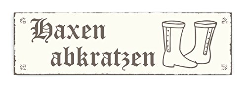 SCHILD Dekoschild « HAXEN ABKRATZEN » mit Motiv Shabby Vintage Holzschild Türschild Dekoration Warnschild Hinweisschild Füße abtreten von DEKOLANDO