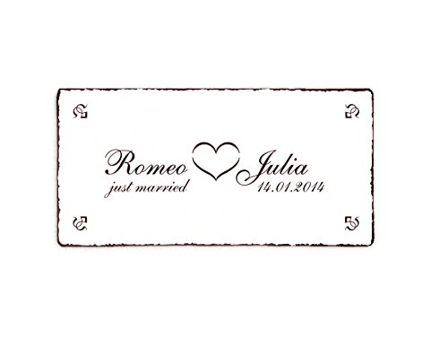 SCHILD Dekoschild HOCHZEIT - just married mit pers. NAMEN & Datum - 20 x 10 cm SCHILD Dekoschild HOCHZEIT - just married mit pers. NAMEN & Datum - 20 x 10 cm von DEKOLANDO
