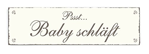 SCHILD Dekoschild « PSSST... BABY SCHLÄFT » Shabby Vintage Holzschild Türschild Dekoration Warnschild Hinweisschild Kinderzimmer von DEKOLANDO